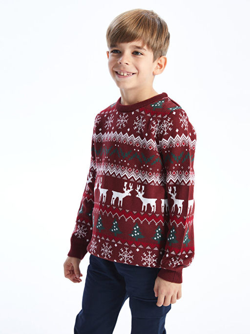 Bisiklet Yaka Y?lba?? Temal? Uzun Kollu Erkek ?ocuk Triko Kazak - Waikiki фото 2