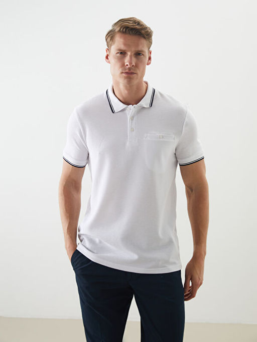 Polo Yaka K?sa Kollu Penye Erkek Ti??rt