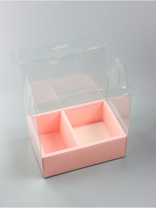 Коробка с PVC для цветов и десертов 26×18×30 см, розовый