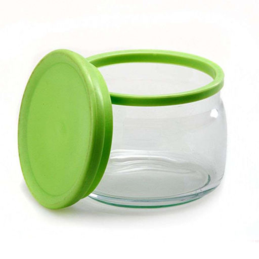 Банка стеклянная прижимная крышка Чешни (Cesni) 0,42л, h7см, пластмассовая крышка, зеленый, цветная коробка, Pasabahce (Россия) - Домашняя мода фото 2