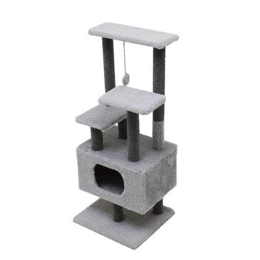 Комплекс для кошек с когтеточкой Каскад, ковролин, 53 х 50 х 124 см, серый - Пижон фото 3