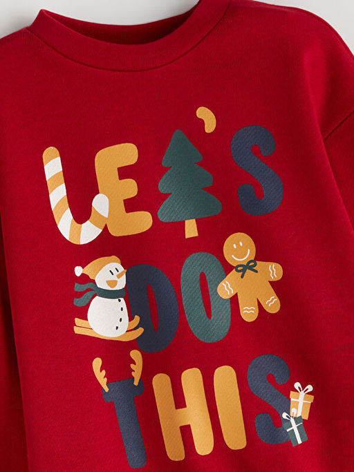 Bisiklet Yaka Y?lba?? Temal? Erkek ?ocuk Sweatshirt
