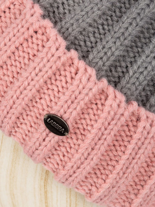 Шапка жен. шерсть+акр LB-I66001 pink/grey - Labbra фото 3