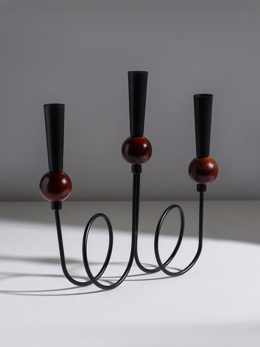 Подсвечник на 3 свечи «Канделябр. Параллельные вселенные», d=2.2 см, чёрный, 25×3.5×27.3 см