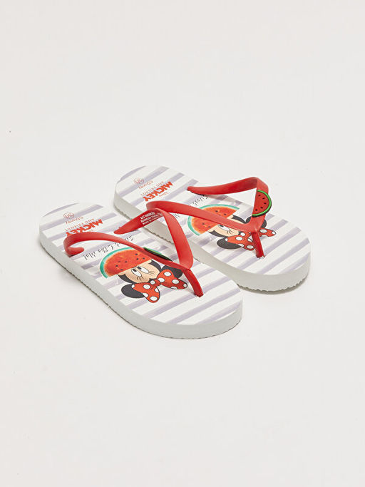 Minnie Mouse Lisansl? Parmak Aras? K?z ?ocuk Plaj Terli?i