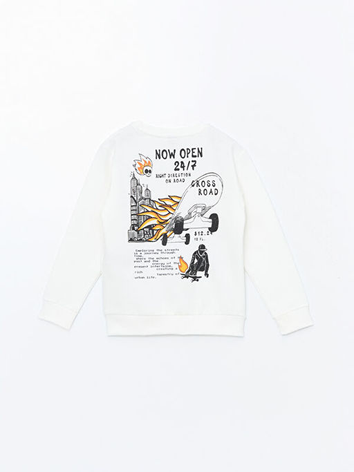 Bisiklet Yaka Bask?l? Uzun Kollu Erkek ?ocuk Sweatshirt - Waikiki фото 3