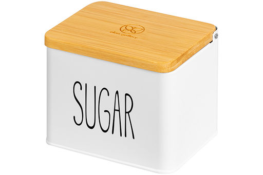 Емкость для хранения 1,5 л 14*11*11 см SUGAR с деревянной крышкой, белая - Elan gallery фото 13