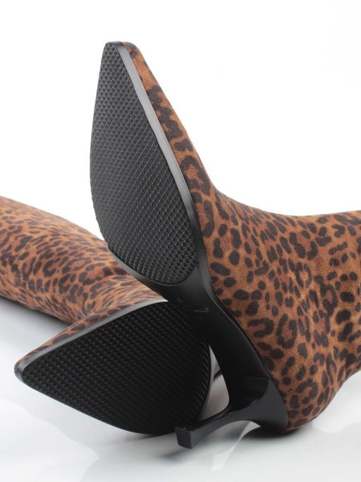 02-H26B-47ЗPC BROWN LEOPARD Сапоги демисезонные женские (велюр)