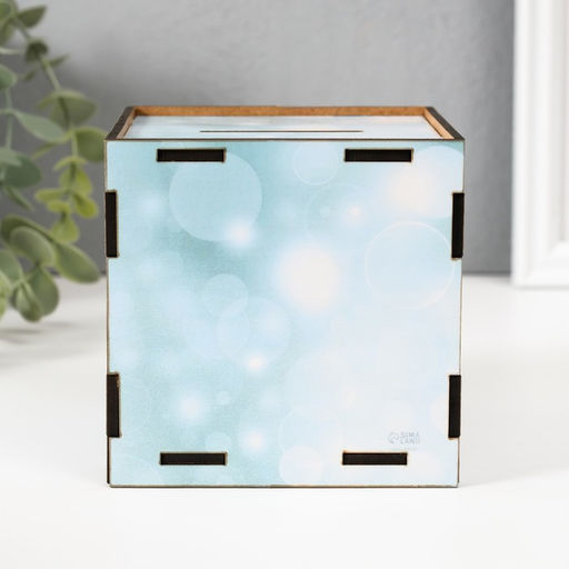 Деревянная копилка для денег «Ловец денег», куб, с надписью, 10×10×10 см