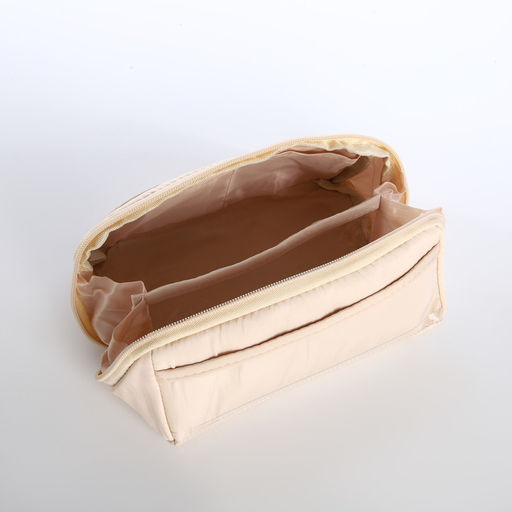 Косметичка на молнии, маленькая, с отделами, бежевая - Simaland фото 3