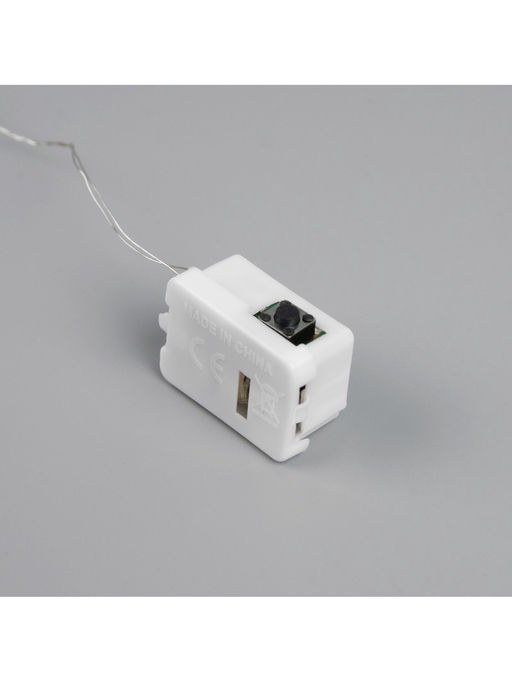Гирлянда «Нить» 2 м роса. IP20, нить серебристая, 20 LED, 4.6 В, AG13x3 (в комплекте), 3 режима, свечение синее