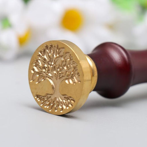 Печать для сургуча с деревянной ручкой «Зелёное дерево», 9×2.5×2.5 см