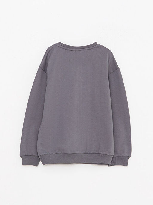 Bisiklet Yaka BT21 Bask?l? Uzun Kollu K?z ?ocuk Sweatshirt - Waikiki фото 2