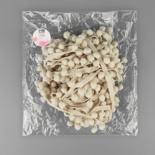 Тесьма декоративная с помпонами, 25±5 мм, 9.1±0.5 м, бежевая