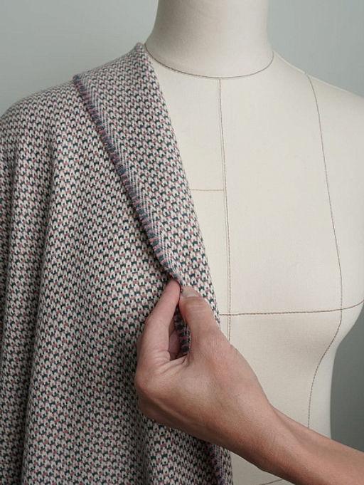 Шерсть пальтово-костюмная Твид Букле цв.молочный/розовый, ш.1.55м, шерсть-50%, п/э-50%, 430гр/м.кв - Купава фото 16