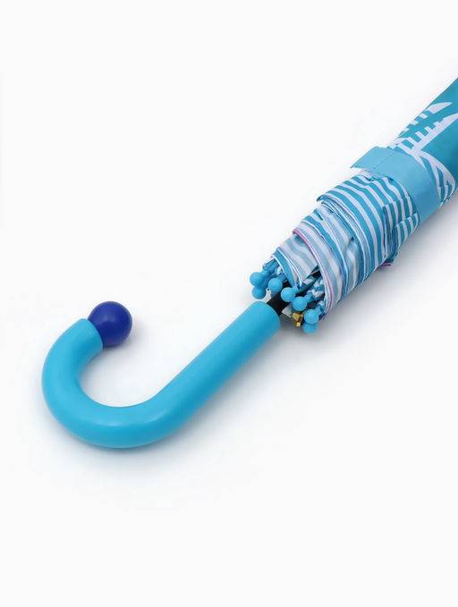 Зонт-трость детский п/авт R43/50 П/Э ЗЕБРА ручка-крюк бирюзовый пакет