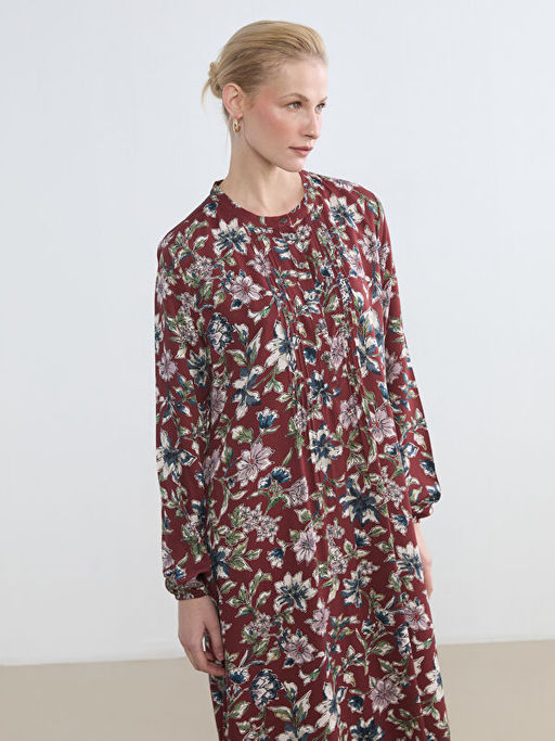 Hakim Yaka Desenli Elbise