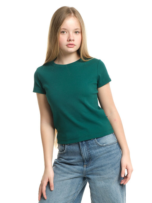 Футболка в рубчик 22-0210 зеленый