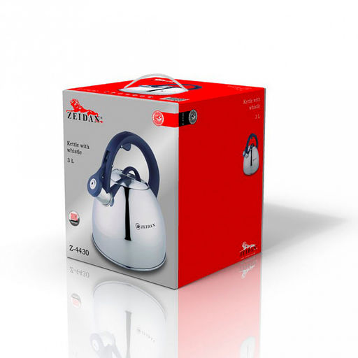Чайник из нержавеющей стали "Zeidan" 3л, со свистком, фиксированная бакелитовая ручка, капсулированное индукционное дно, подарочная коробка (Китай) Подходит для всех видов плит, включая индукционную!