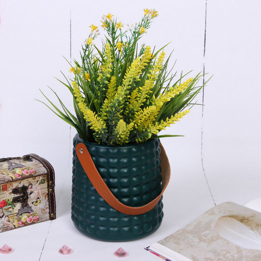 Цена за 2 шт. Ваза из пластика "Адель" 14*14,5см клетка, цвет зеленый