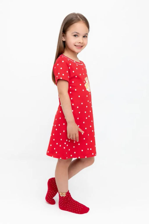 К 1155/насыщенно-красный,горошек сорочка для дев - Crockid фото 4