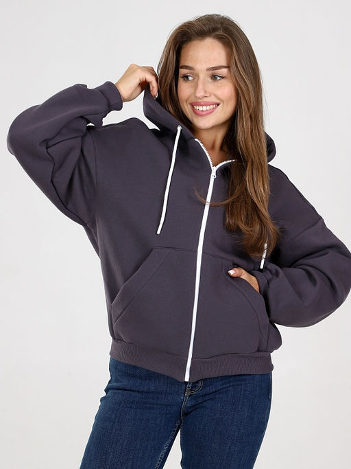 Толстовка Джерри  женская на молнии из футера с начесом Серая - Амавес-текстиль фото 7