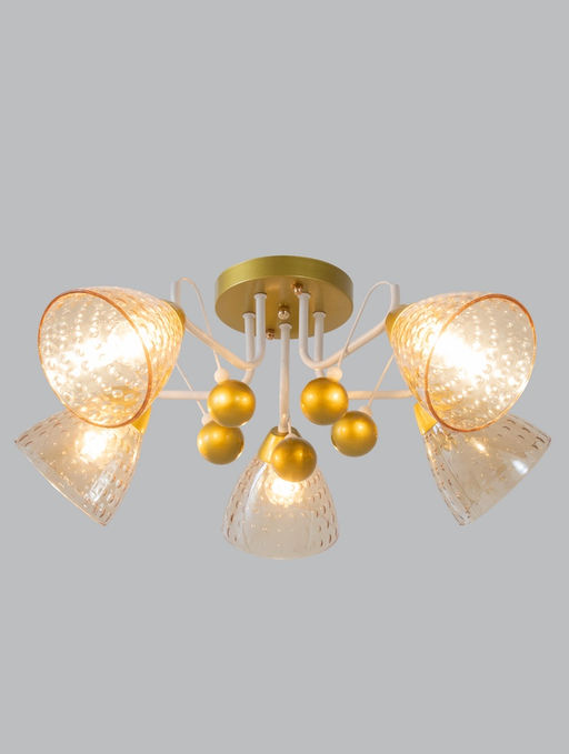 Люстра 12233/5, 5хE27, 60 Вт, золото/белый