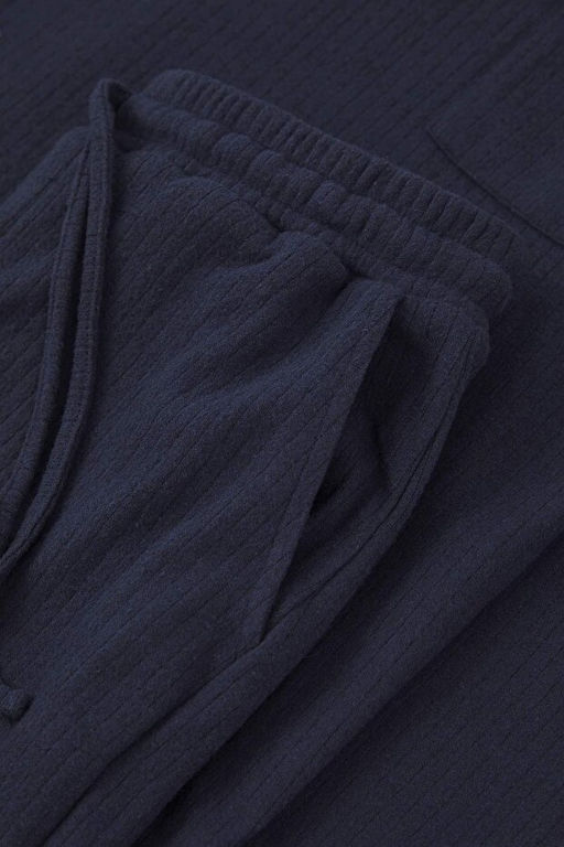 Lacivert Regular Fit Cepli Etiket Detayl_ Yumu_ak Tu_eli Kal_n _rme Pijama Tak_m_ TMNAW26PT00000 - Trendyolmilla фото 2