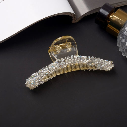 Цена за 6 шт. Крабик для волос «Хлоя», дуга, 9.5 см, белый