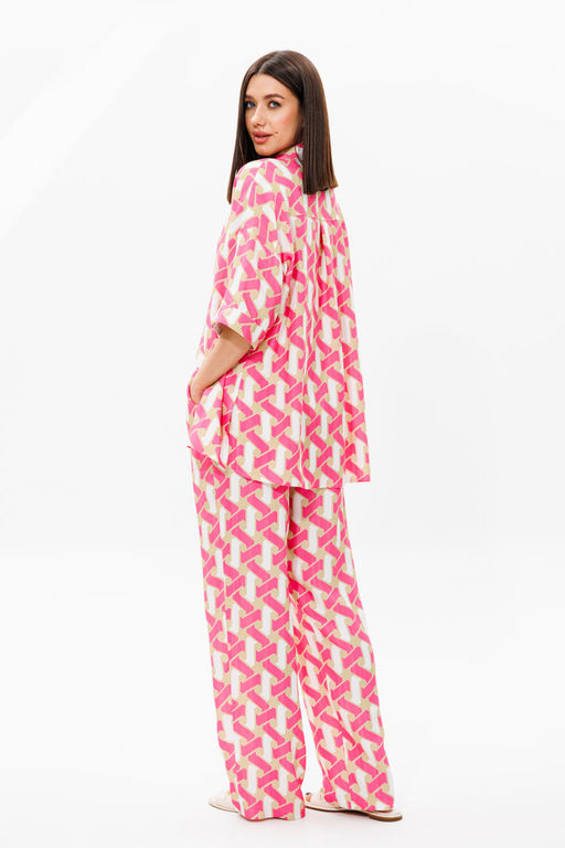 Костюм Lars Style 909 принт графика молочный, бежевый, фуксия