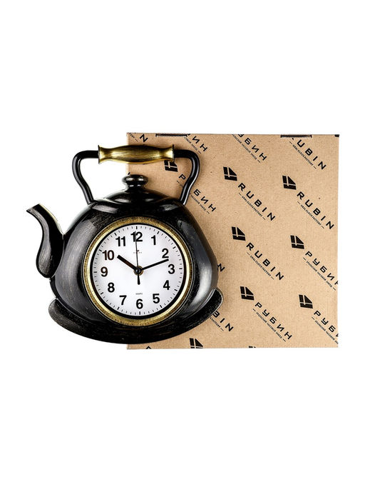 Часы настенные для кухни «Классика. Чайник», бесшумные, плавный ход, чёрные с золотом