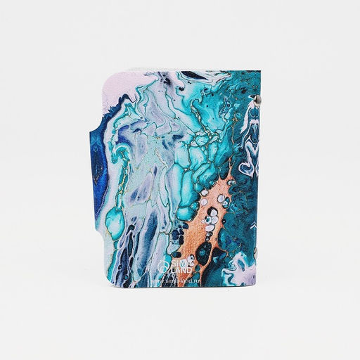 Визитница на кнопке, 24 карты, с принтом, изумрудная