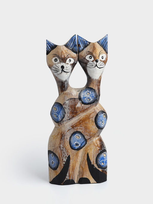 Сувенир интерьерный «Сиамские кошечки», 12×3×30 см, дерево, цв. синий