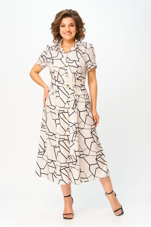 Платье Swallow 844.2 льняной, принт чёрная геометрия фото 4