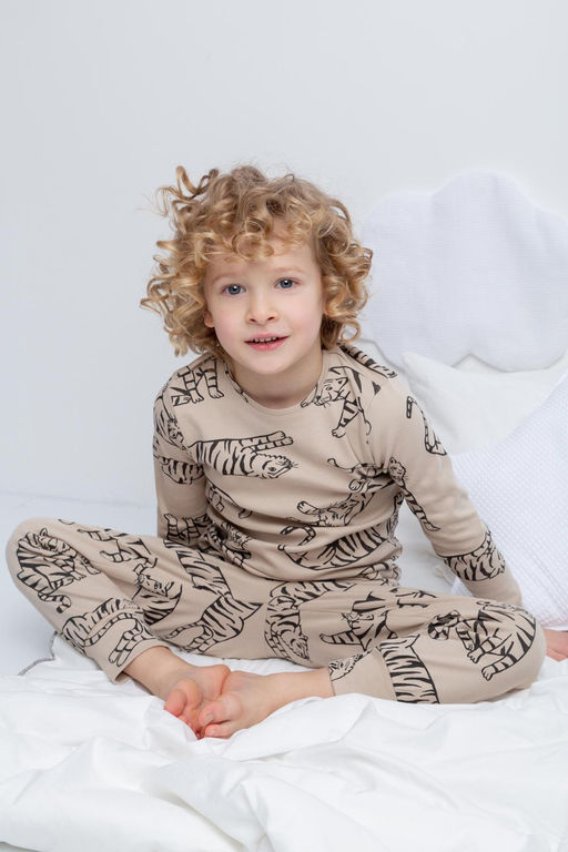 К 1552/24/темно-бежевый,тигры пижама д/дет яс