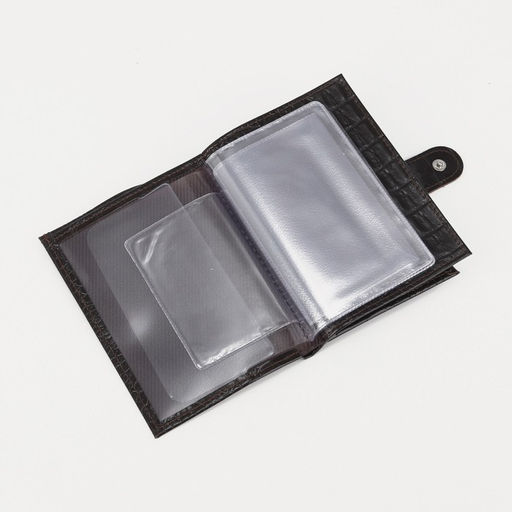 Обложка для автодокументов и паспорта на кнопке, цвет коричневый - Textura фото 3