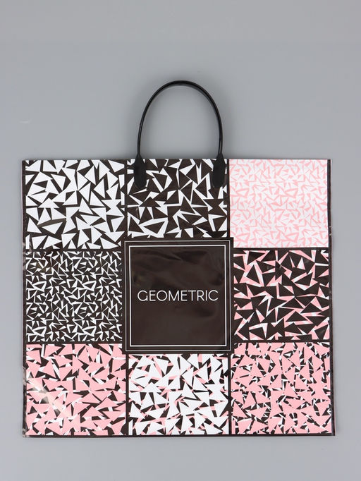 Цена за 10 шт. Пакет "Геометрия", полиэтиленовый с пластиковой ручкой, 38 х 34 + 3 см, 90 мкм