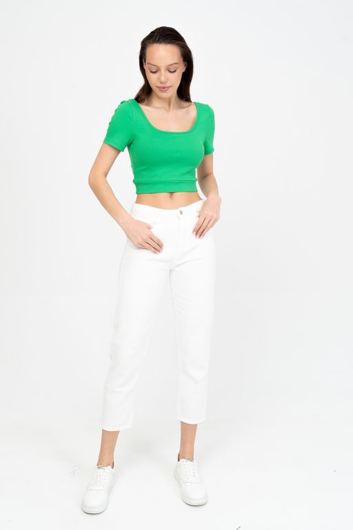 Кроп-топ из вискозы с лайкрой, рубчик - Solo mio фото 2