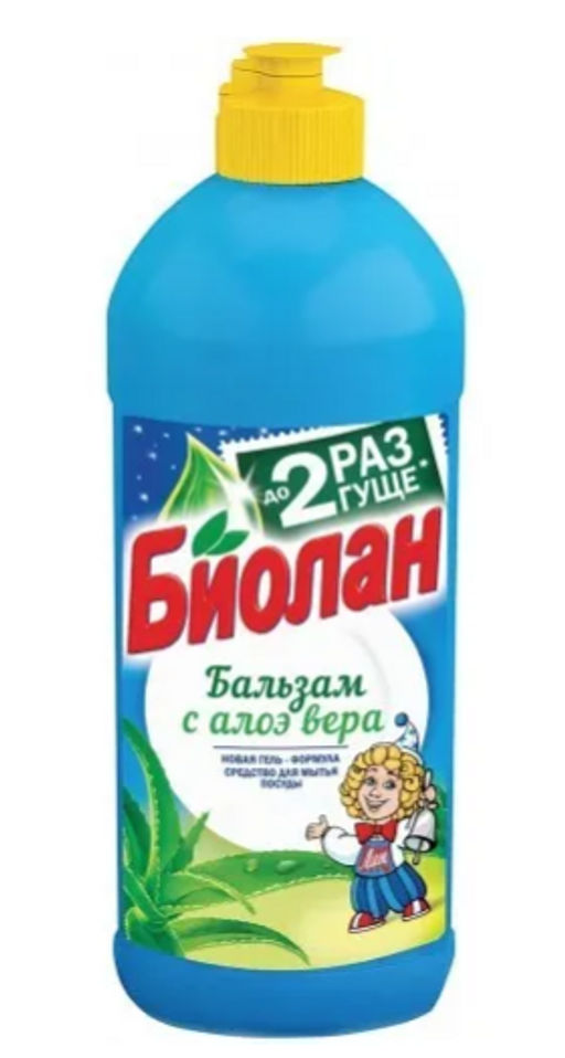 БИОЛАН жидкость д/мытья посуды 450гр Бальзам с Алоэ вера (К-1126-3/1431-3)