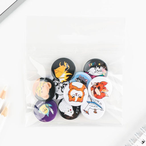 Цена за 10 шт. Значок металлический, закатной Треш персонажи, 25 мм, МИКС