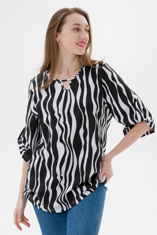 Туника женская из кулирки Полина зебра макси - Амадэль фото 7