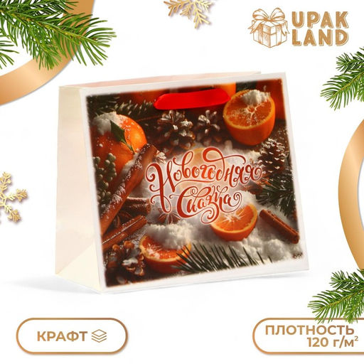Цена за 3 шт. Пакет подарочный новогодний бумажный, «Новогодняя сказка», 24×20×11 см