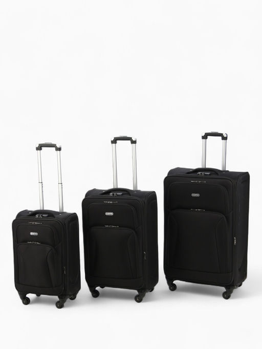 Чемодан на колёсах маленький 45 л (S), на молнии, с увеличением, кодовый замок, 4 колеса, чёрный