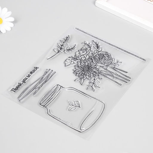 Штамп для творчества «Банка с цветами», 17×21.5×0.3 см