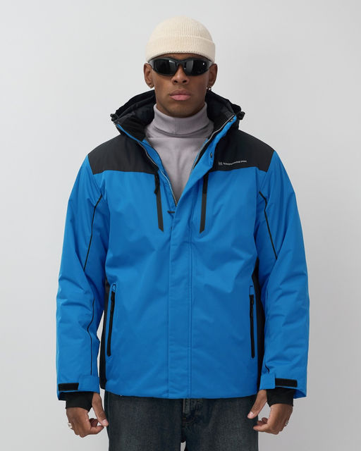 Горнолыжная куртка мужская зимняя голубого цвета 7611Gl