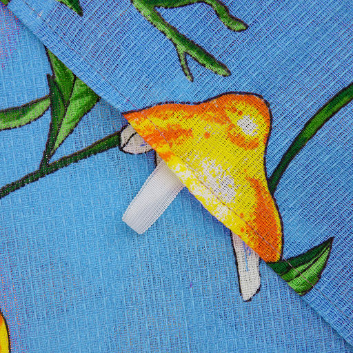 Полотенце вафельное 48х62см "Лимоны, голубой", хлопок 100%, 152гр/м2, "Домашняя мода" (Россия)