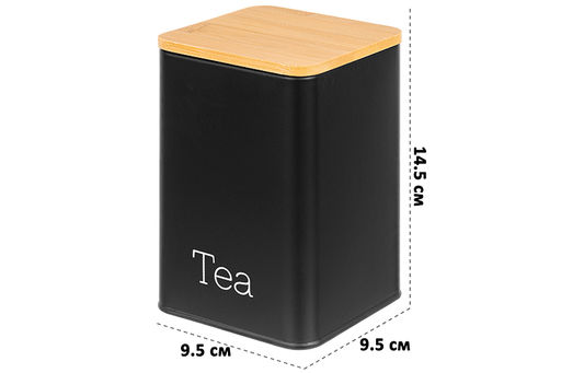 Набор 3 банок для сыпучих продуктов 1,1 л 9,5*9,5*14,5 см Чай, кофе, сахар черный с бамбук.крыш - Elan gallery фото 8