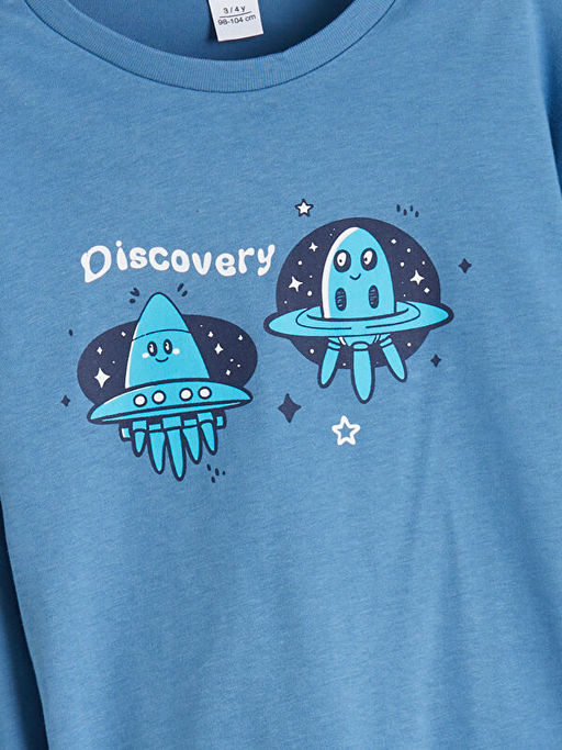 Bask?l? Erkek ?ocuk Ti??rt ve Pantolon 2li