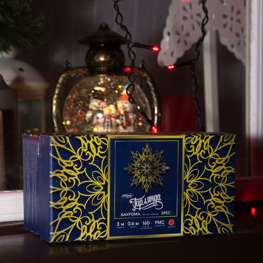 Гирлянда Бахрома 3?0.6 м, IP44, УМС, тёмная нить, 160 LED, свечение красное, 220 В - Luazon lighting фото 5