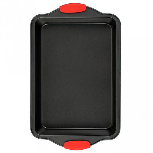 Противень из углеродистой стали с антипригарным покрытием Easy 41х25,5х5см, s0,4мм, прямоугольный, глубокий, съемные силиконовые ручки, Regent (Китай) - Домашняя мода фото 2